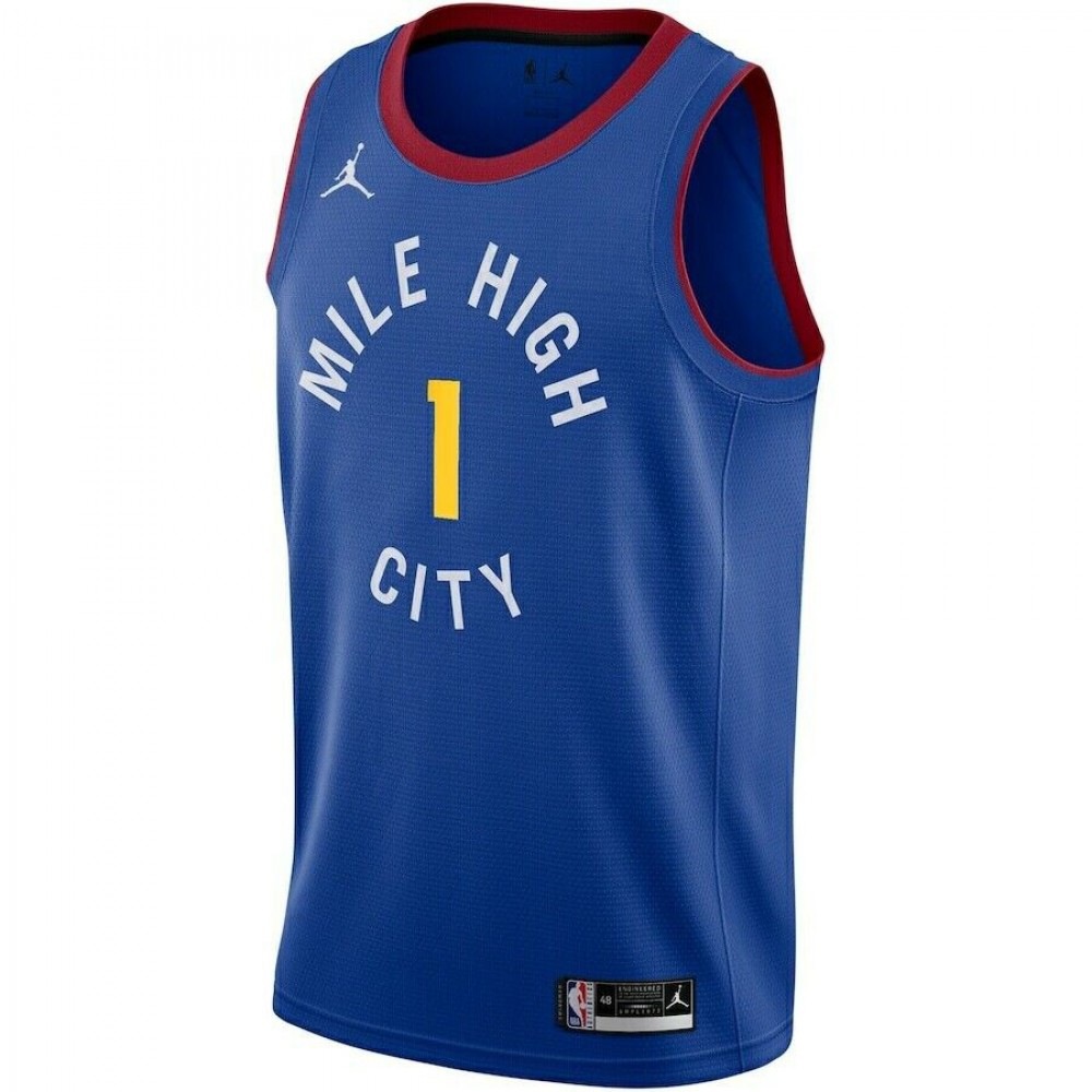 Men's Denver Nuggets Michael Porter Jr. #1 Jordan Blue 2020/21 Swingman Jersey - Statement Edition-Pro Kit Vault | Brand New 26/27 Sports Jerseys